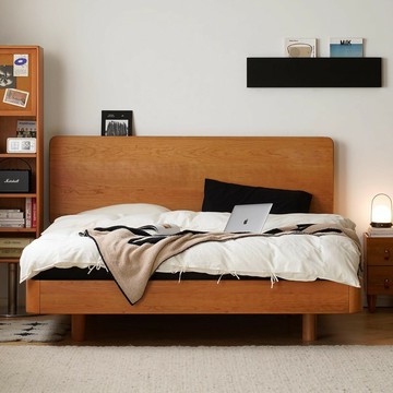 台灣公司貨 免運 可開票 北歐櫻桃木懸浮床1.5米日式簡約主臥實木1.8m雙人床