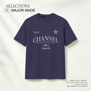 雙疊M國旗星星刺繡短T