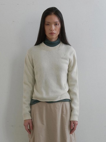 Cashmere Round Neck Relaxed Pullover [Beige]