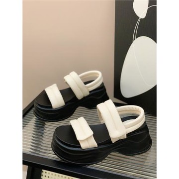 魔術貼運動涼鞋女2025新款夏季松糕厚底休閑羅馬鞋輕便百搭沙灘鞋