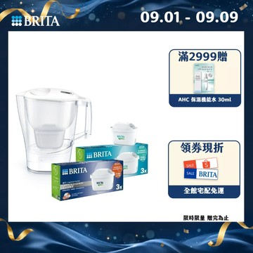 【BRITA官方】Aluna愛奴娜MXPRO濾水壺+3入MXPRO去水垢濾芯+3入MXPRO全效型濾芯(共7芯)