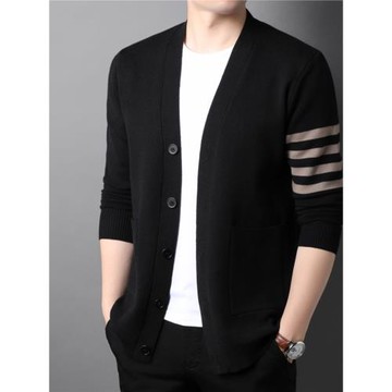 開衫男2025春秋季新款男士V領針織衫外穿潮流中青年男裝毛衣外套