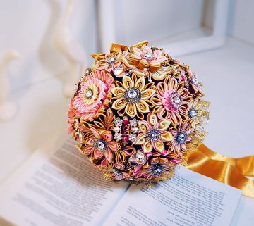 珠寶捧花神話系-愛芙蘿黛蒂 純手工緞帶水鑽花束 手捧花 母親情人