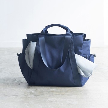 新色 防潑水再生尼龍10口袋托特包【藏藍】大容量 通勤休閒戶外