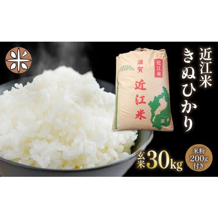 ふるさと納税 令和5年産 きぬひかり 玄米 30kg 近江米 新米 米粉 200g付 滋賀県竜王町