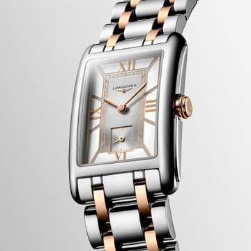 LONGINES 浪琴 DolceVita 多情系列 18K玫瑰金小秒針石英錶-雙色版/23.3x37mm L5.512.5.75.7