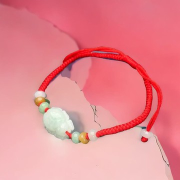 冰綠翡翠瓢蟲編織手鍊 | 天然緬甸A貨翡翠| 送禮