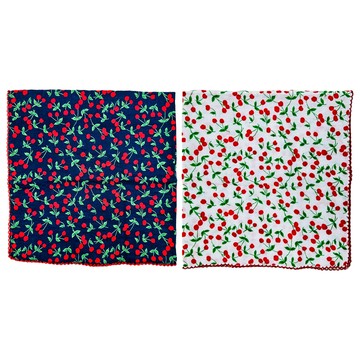 Babisoo 櫻桃蕾絲手帕絲巾兩件組  Free(54 x 54 cm)  象牙白 + 海軍藍