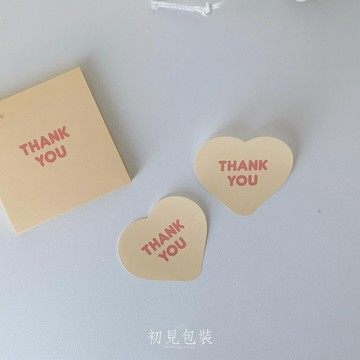 【台灣現貨】6枚 ins愛心貼紙 貼紙 感謝貼紙 不乾膠 封口貼 禮盒裝飾 Thank you貼紙 包材 打包材料