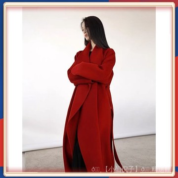 🌸 台灣出貨🌸 紅色呢子大衣女2026年鞦鼕季新款韓版寬鬆顯瘦高端小個子毛呢外套 💎品質保證💎 X35-2