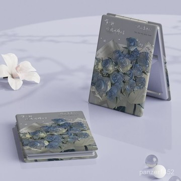 🔥桃園有貨🔥【7673人好評】ins碎冰藍迷你小鏡子隨身帶學生手持雙麵鏡折疊補妝鏡手拿化妝鏡 CVMG