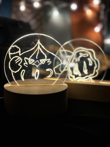 客製小夜燈 手工電雕刻單一線條無著色 附USB充電線不包含插頭