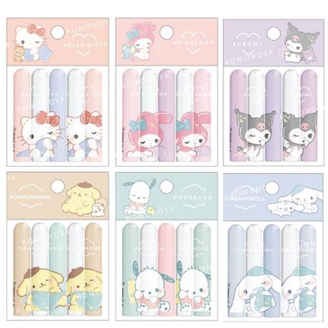 小禮堂 Sanrio 三麗鷗 塑膠鉛筆筆蓋5入組 (愛睏款) Kitty 美樂蒂 酷洛米 布丁狗 大耳狗