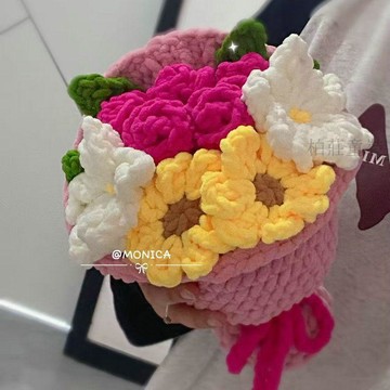 🍭臺灣出貨🍭公主向日葵玫瑰手捧花手工編織diy情人節教師同款送女朋友閨蜜款