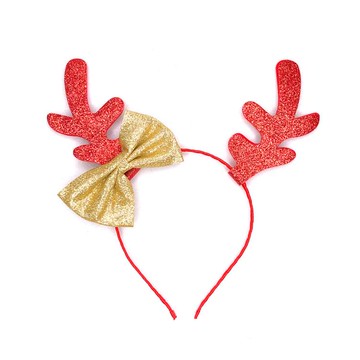 摩達客耶誕派對-紅金閃亮蝴蝶結派對聖誕髮箍