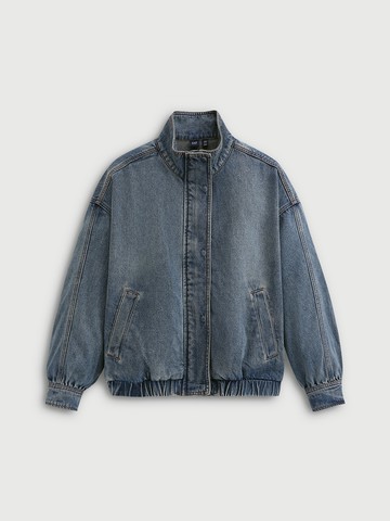 女裝 立領牛仔外套-深色水洗