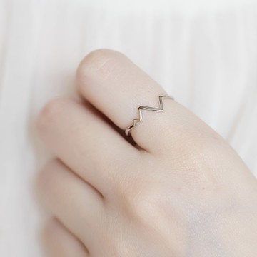 純銀心跳戒指 可調式戒指