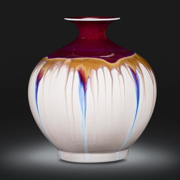 景德鎮陶瓷器窯變創意花瓶擺件石榴瓶新中式家居客廳裝飾品工藝品