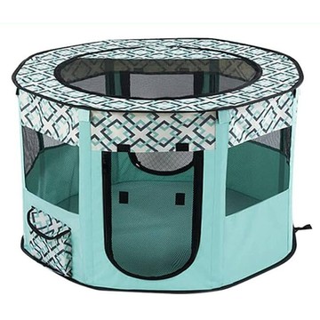 毛小孩星球 圓形摺疊寵物圍欄帳篷 貓狗適用 幼犬幼貓產房 玩具房  M  綠色  1個