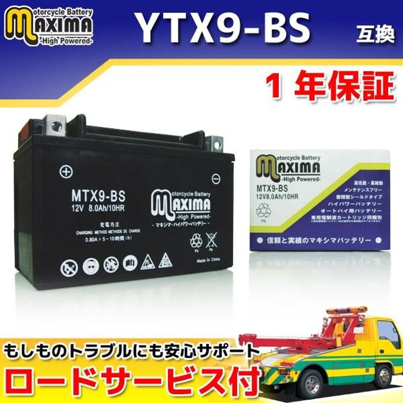 ITX9-FP GSX400S カタナ 型式：GK77A (YTX9-BS互換) 1年保証 AZリチウムバッテリー