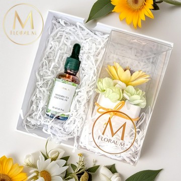 收禮人自選香🌻快速出貨【Floral M】最好祝福盛夏向日葵花園香氛擴香花禮盒  獅子座生日禮物