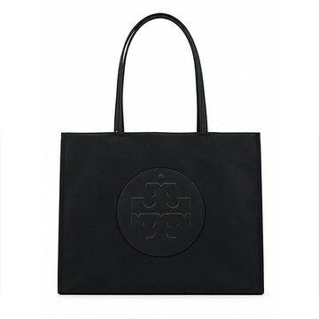 TORY BURCH ELLA 經典立體LOGO尼龍托特包(大/黑)