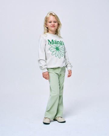 MARDI MERCREDI 童裝 印花大學TEE 燕麥色 經典小雛菊 綠花 純棉 KIDS SWEATSHIRT FLOWERMARDI