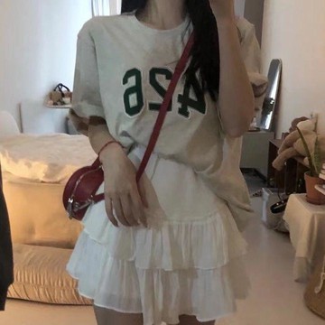 【砂糖夢境】高腰顯瘦白色仙女短裙防走光內襯韓版花邊甜美蛋糕裙