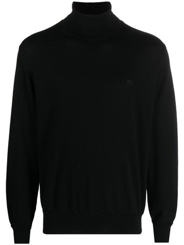 ETRO - Pegaso-embroidered high-neck jumper - men - Virgin Wool - L - Black