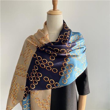 【巴黎精品】真絲絲巾蠶絲領巾-拼色圓圈披肩女絲巾a1af61