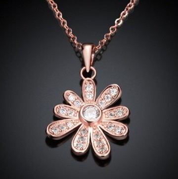 純銀項鍊 鍍18K金鑲鑽吊墜-甜美可愛精緻花朵生日母親節禮物女飾品3色73ce269【獨家進口】【米蘭精品】