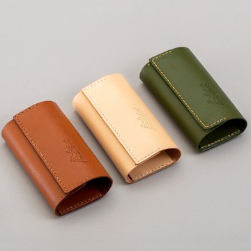 無釦外露磁吸植鞣皮革鑰匙包