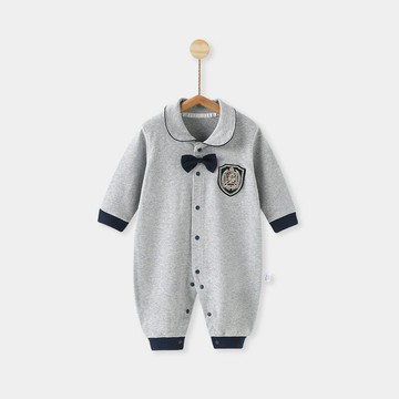 嬰兒連體衣周歲禮滿月寶寶哈衣春秋英倫爬服翻領紳士風外出服洋氣鑫弘-萌寶童裝可開發票