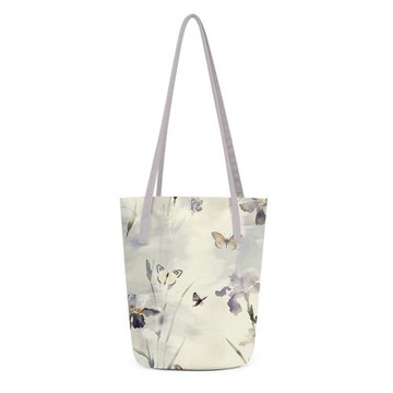 碟舞新中式中國風復古水墨水桶包單肩布包上班通勤包新款帆布包女