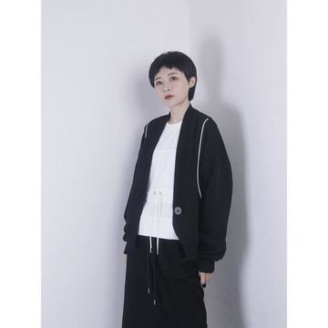 原創設計感2025春秋新品短款外套女寬松休閑簡約百搭V領上衣