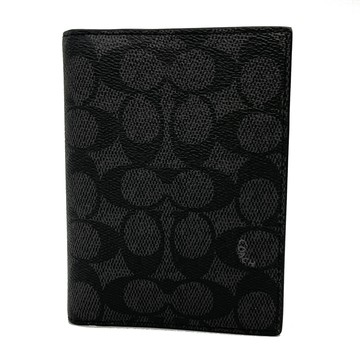 【COACH】新款C LOGO拉鍊零錢袋證件護照夾(黑灰)