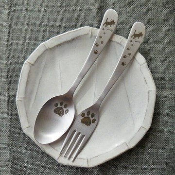 日本製 Ashiato 貓咪湯匙/叉子(小) 餐具 兒童餐具 貓的足跡 ＊夏日微風＊