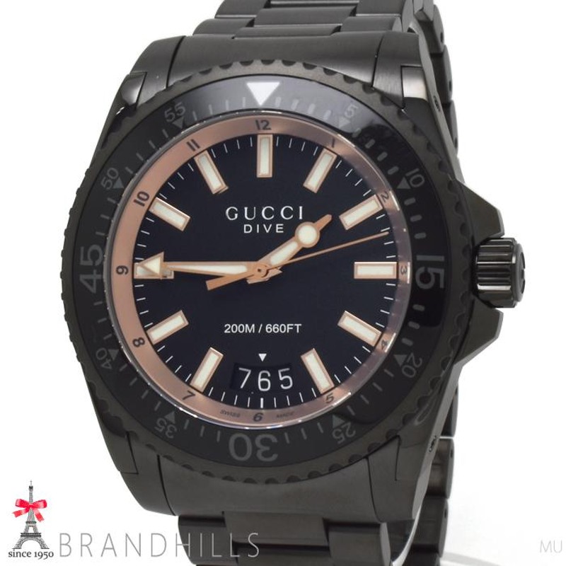 グッチ 腕時計 メンズ DIVE ダイブ 136.2 クォーツ SS ブラック文字盤 YA136213 GUCCI 極美品 | LINEブランドカタログ