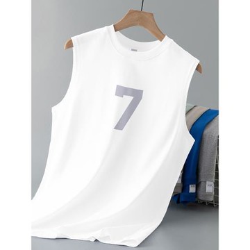 重磅純棉背心男生白色跨欄健身外穿全棉無袖t恤籃球運動寬肩坎肩