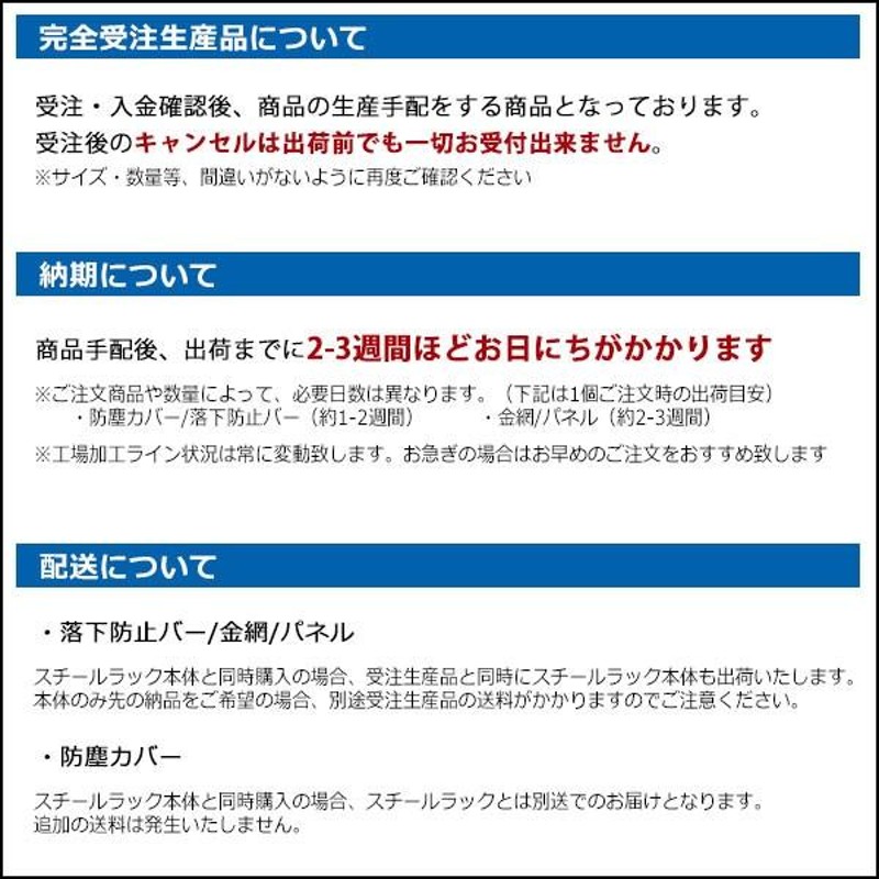 スチールラック 150kg用 側面金網 H1800×D450 （結束バンド付） 落下