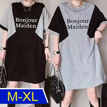 【韓國K.W.】KBN7203花仙子細長版T(洋裝/連身裙/短袖/長裙/寬鬆/居家/休閒)