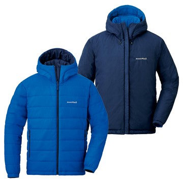 【【蘋果戶外】】mont-bell 1101566 LB/ID 深藍/灰藍 男 THERMALAND PARKA 雙面穿化纖外套 日本