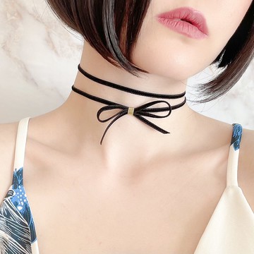 黑色 / 雙層絲絨緞帶頸鍊 SV138BK