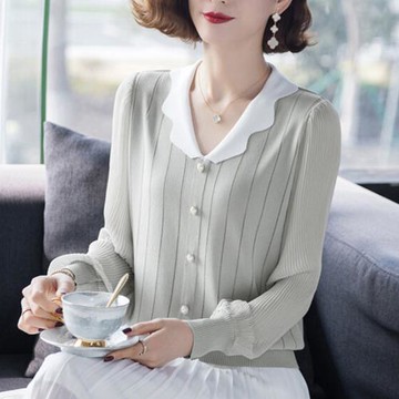 【ALLK 歐楷】新品 大翻領針織衫上衣 3色(尺寸F/中大尺碼/輕量/保暖)