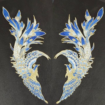 【哈狼族】服飾輔料/刺繡繡片/EMy/對稱鳳凰 37*13cm ※下單前請先看商品描述※成雙對鳳 鳳凰 無背膠/需手縫