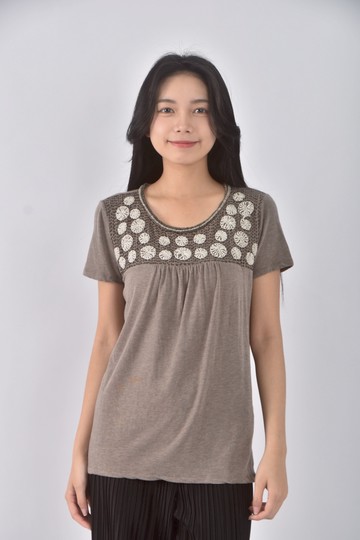 (S) max mara圓領棕色短袖上衣