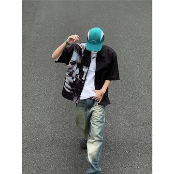 XREPEAT23ss“怒火青春”電影主題人像短袖襯衫復古休閑男女同款