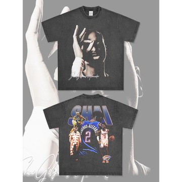 BC復古球星短袖SHAI亞歷山大印花T恤高街做舊重磅圓領連帽衛衣
