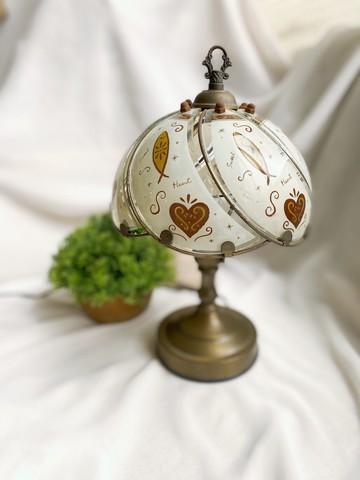 【好日戀物】優雅古物玻璃檯燈/銅燈座 /拍攝道具