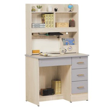 文創集 伊多達雙色3尺四抽高書桌組合(二色可選＋附LED可調書桌燈)-89x55x155cm免組